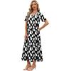image:imageWIHOLL Womens Maxi Dresses V Neck Vacation Beach Sundresses Floral Travel Summer DressFloral Black White Geometry