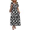 image:imageWIHOLL Womens Maxi Dresses V Neck Vacation Beach Sundresses Floral Travel Summer DressFloral Black White Geometry