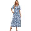 image:imageWIHOLL Womens Maxi Dresses V Neck Vacation Beach Sundresses Floral Travel Summer DressFloral Boho Blue