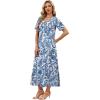 image:imageWIHOLL Womens Maxi Dresses V Neck Vacation Beach Sundresses Floral Travel Summer DressFloral Boho Blue