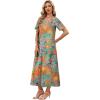 image:imageWIHOLL Womens Maxi Dresses V Neck Vacation Beach Sundresses Floral Travel Summer DressFloral Coconut Leaves