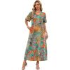 image:imageWIHOLL Womens Maxi Dresses V Neck Vacation Beach Sundresses Floral Travel Summer DressFloral Coconut Leaves