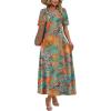 image:imageWIHOLL Womens Maxi Dresses V Neck Vacation Beach Sundresses Floral Travel Summer DressFloral Coconut Leaves