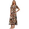 image:imageWIHOLL Womens Maxi Dresses V Neck Vacation Beach Sundresses Floral Travel Summer DressFloral Fallen Leaves