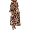 image:imageWIHOLL Womens Maxi Dresses V Neck Vacation Beach Sundresses Floral Travel Summer DressFloral Fallen Leaves
