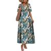image:imageWIHOLL Womens Maxi Dresses V Neck Vacation Beach Sundresses Floral Travel Summer DressFloral Frond