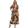 image:imageWIHOLL Womens Maxi Dresses V Neck Vacation Beach Sundresses Floral Travel Summer DressFloral Plaid