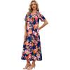 image:imageWIHOLL Womens Maxi Dresses V Neck Vacation Beach Sundresses Floral Travel Summer DressFloral Rose