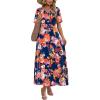 image:imageWIHOLL Womens Maxi Dresses V Neck Vacation Beach Sundresses Floral Travel Summer DressFloral Rose