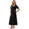 image:imageWIHOLL Womens Maxi Dresses V Neck Vacation Beach Sundresses Floral Travel Summer DressPlain Black
