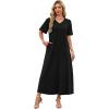 image:imageWIHOLL Womens Maxi Dresses V Neck Vacation Beach Sundresses Floral Travel Summer DressPlain Black