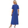 image:imageWIHOLL Womens Maxi Dresses V Neck Vacation Beach Sundresses Floral Travel Summer DressPlain Blue