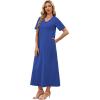 image:imageWIHOLL Womens Maxi Dresses V Neck Vacation Beach Sundresses Floral Travel Summer DressPlain Blue