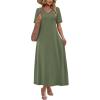 image:imageWIHOLL Womens Maxi Dresses V Neck Vacation Beach Sundresses Floral Travel Summer DressPlain Green