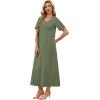 image:imageWIHOLL Womens Maxi Dresses V Neck Vacation Beach Sundresses Floral Travel Summer DressPlain Green