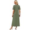 image:imageWIHOLL Womens Maxi Dresses V Neck Vacation Beach Sundresses Floral Travel Summer DressPlain Green