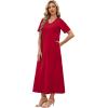 image:imageWIHOLL Womens Maxi Dresses V Neck Vacation Beach Sundresses Floral Travel Summer DressPlain Red