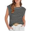 image:imageWIHOLL Womens Sleeveless Vest Striped Tops Muscle Tee Summer Outfits Business Casual T Shirts Trendy Textured Tank TopKnit  Black Stripe