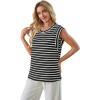 image:imageWIHOLL Womens Sleeveless Vest Striped Tops Muscle Tee Summer Outfits Business Casual T Shirts Trendy Textured Tank TopKnit  Black Stripe