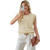 image:imageWIHOLL Womens Sleeveless Vest Striped Tops Muscle Tee Summer Outfits Business Casual T Shirts Trendy Textured Tank TopKnit  Camel Stripe