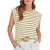 image:imageWIHOLL Womens Sleeveless Vest Striped Tops Muscle Tee Summer Outfits Business Casual T Shirts Trendy Textured Tank TopKnit  Camel Stripe