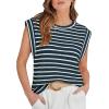 image:imageWIHOLL Womens Sleeveless Vest Striped Tops Muscle Tee Summer Outfits Business Casual T Shirts Trendy Textured Tank TopKnit  Navy Stripe