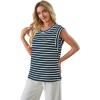 image:imageWIHOLL Womens Sleeveless Vest Striped Tops Muscle Tee Summer Outfits Business Casual T Shirts Trendy Textured Tank TopKnit  Navy Stripe