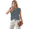 image:imageWIHOLL Womens Sleeveless Vest Striped Tops Muscle Tee Summer Outfits Business Casual T Shirts Trendy Textured Tank TopKnit  Navy Stripe