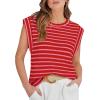 image:imageWIHOLL Womens Sleeveless Vest Striped Tops Muscle Tee Summer Outfits Business Casual T Shirts Trendy Textured Tank TopKnit  Red Stripe