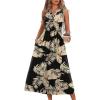 image:imageWIHOLL Womens Summer Dresses Maxi Dress Vacation Beach Sundresses 2026 with PocketsFloral Black Leaves