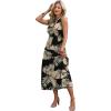 image:imageWIHOLL Womens Summer Dresses Maxi Dress Vacation Beach Sundresses 2026 with PocketsFloral Black Leaves