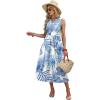 image:imageWIHOLL Womens Summer Dresses Maxi Dress Vacation Beach Sundresses 2026 with PocketsFloral Blue Leaves