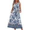 image:imageWIHOLL Womens Summer Dresses Maxi Dress Vacation Beach Sundresses 2026 with PocketsFloral Blue and White Porcelain