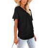 image:imageWIHOLL Womens Summer TShirts Short Sleeve V Neck Dolman Tops with Side Shirring Loose Fit Shirts Spring Fashion01black