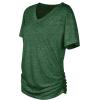 image:imageWIHOLL Womens Summer TShirts Short Sleeve V Neck Dolman Tops with Side Shirring Loose Fit Shirts Spring Fashion01green