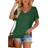 image:imageWIHOLL Womens Summer TShirts Short Sleeve V Neck Dolman Tops with Side Shirring Loose Fit Shirts Spring Fashion01green