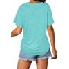 image:imageWIHOLL Womens Summer TShirts Short Sleeve V Neck Dolman Tops with Side Shirring Loose Fit Shirts Spring Fashion02aqua