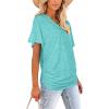 image:imageWIHOLL Womens Summer TShirts Short Sleeve V Neck Dolman Tops with Side Shirring Loose Fit Shirts Spring Fashion02aqua
