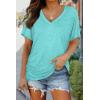 image:imageWIHOLL Womens Summer TShirts Short Sleeve V Neck Dolman Tops with Side Shirring Loose Fit Shirts Spring Fashion02aqua