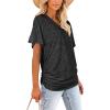 image:imageWIHOLL Womens Summer TShirts Short Sleeve V Neck Dolman Tops with Side Shirring Loose Fit Shirts Spring Fashion02dark Grey