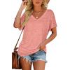 image:imageWIHOLL Womens Summer TShirts Short Sleeve V Neck Dolman Tops with Side Shirring Loose Fit Shirts Spring Fashion02pink