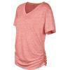 image:imageWIHOLL Womens Summer TShirts Short Sleeve V Neck Dolman Tops with Side Shirring Loose Fit Shirts Spring Fashion02pink