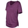 image:imageWIHOLL Womens Summer TShirts Short Sleeve V Neck Dolman Tops with Side Shirring Loose Fit Shirts Spring Fashion02purple