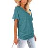 image:imageWIHOLL Womens Summer TShirts Short Sleeve V Neck Dolman Tops with Side Shirring Loose Fit Shirts Spring Fashion02turquoise