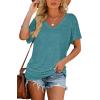 image:imageWIHOLL Womens Summer TShirts Short Sleeve V Neck Dolman Tops with Side Shirring Loose Fit Shirts Spring Fashion02turquoise