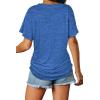 image:imageWIHOLL Womens Summer TShirts Short Sleeve V Neck Dolman Tops with Side Shirring Loose Fit Shirts Spring Fashion04blue