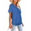image:imageWIHOLL Womens Summer TShirts Short Sleeve V Neck Dolman Tops with Side Shirring Loose Fit Shirts Spring Fashion04blue