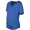 image:imageWIHOLL Womens Summer TShirts Short Sleeve V Neck Dolman Tops with Side Shirring Loose Fit Shirts Spring Fashion04blue