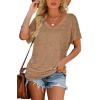 image:imageWIHOLL Womens Summer TShirts Short Sleeve V Neck Dolman Tops with Side Shirring Loose Fit Shirts Spring Fashion04coffee