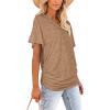 image:imageWIHOLL Womens Summer TShirts Short Sleeve V Neck Dolman Tops with Side Shirring Loose Fit Shirts Spring Fashion04coffee